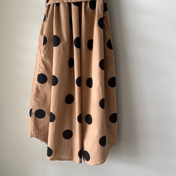 Who what where tan and black polkadot button front shirt dress sleeveless - Picture 5 of 7